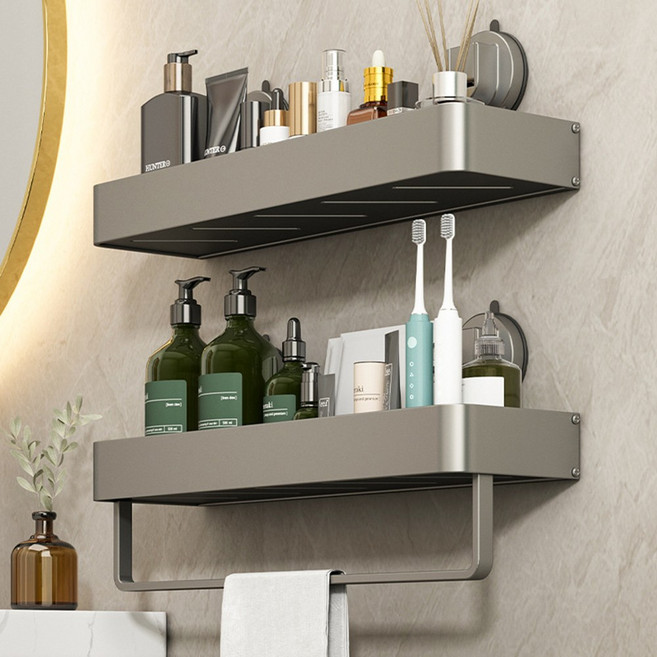 이지착 업그레이드 3중흡착 무타공 욕실선반, 1개