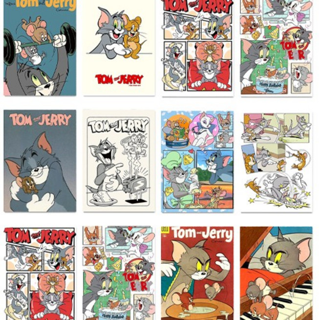 빈티지 레트로 톰과제리 포스터 27종/3종세트, set4, a3, 모조지(화이트)