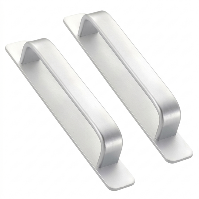 코잘 무타공 접착식 문 손잡이, 2개, 실버
