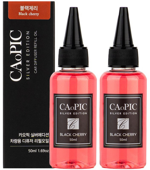 카오픽 실버에디션 차량용 디퓨저 리필 오일 50ml, 블랙체리, 2개
