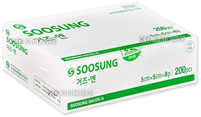 수성거즈-에스 5cm x 5cm x 8겹 200P/거즈, 200매입, 1개