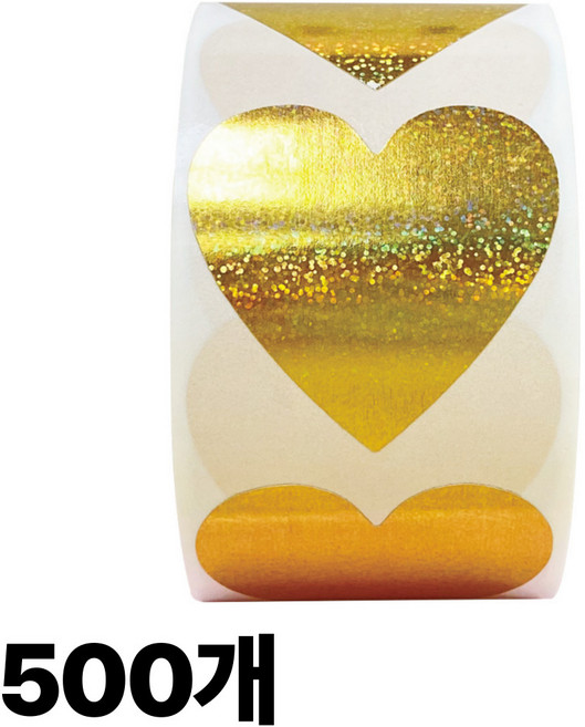 룬테 재물운 골드 하트스티커 대형, 500p, GOLD