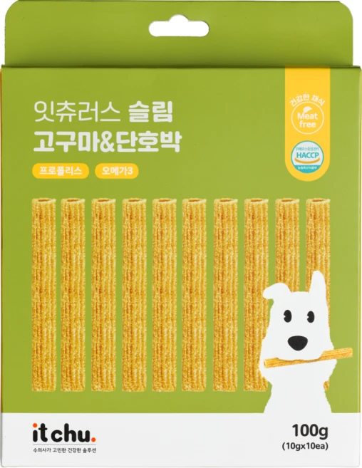 잇츄러스 슬림 2종 미트프리, 10개, 10g, 혼합맛(고구마/단호박) - 쿠팡