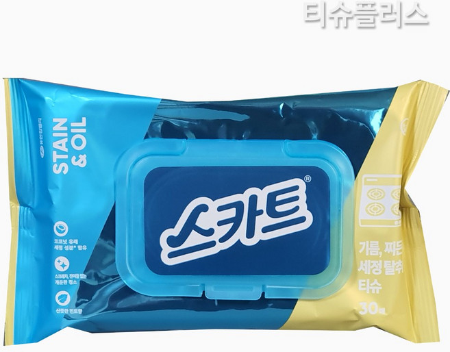 [스카트] 기름 찌든때 세정티슈 캡형 30매, 10개