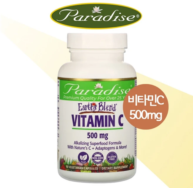 파라다이스허브 비타민C 500mg 90정 퀘르세틴 아스코르브산 유기농과일 유기농채소 스피루리나, 90베지캡슐, 1개 - 쿠팡