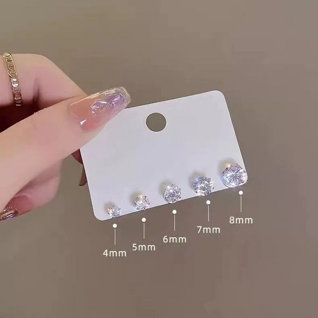 미즈코스 자석 큐빅 귀걸이 귀안뚫는 페이크 피어싱 귀찌 크리스탈