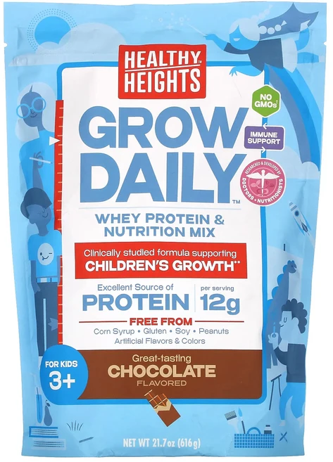 몸관리하세요 겨울입니다 Healthy Heights 그로우 데일리 유청 단백질 및 영양 믹스 만 3세 이상 어린이용 초콜릿 맛 616g(21.7oz) 특별관리진행, HealthyHeights그로우데일리유청단백질및영양믹스, 616g, 1개 - 쿠팡