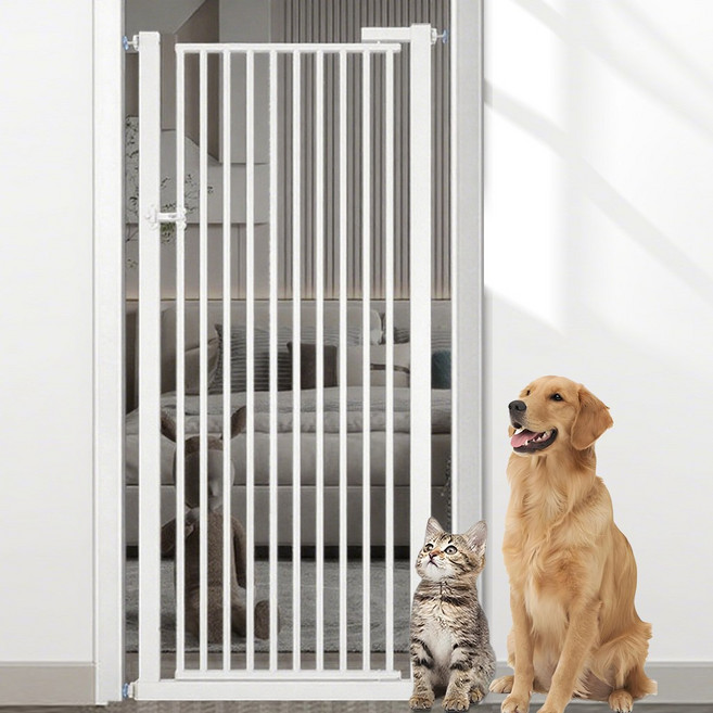 시스슈 대형 고양이 강아지 울타리 양방향 반려동물 안전문, 1개, 흰색
