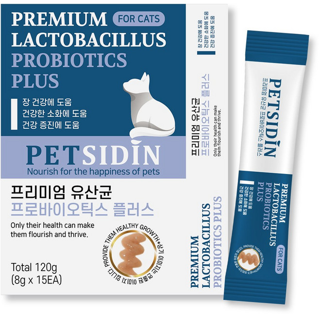 펫시딘 고양이 유산균 프로바이오틱스 장건강 건강한소화 건강증진 영양제, 15회분, 장건강/유산균, 1개