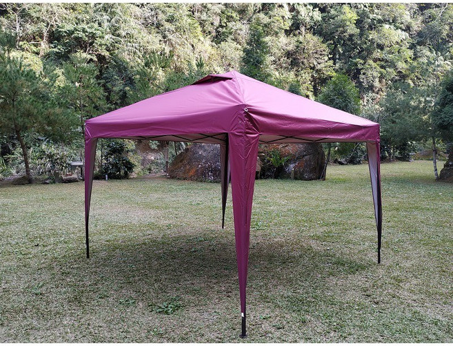 如是軒 炊事帳 客廳帳 快速帳, 酒紅色(銀膠),屋頂尖開透氣窗