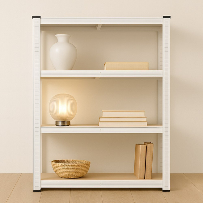 벨라까사 강력한 내하중 스틸랙 앵글선반 조립식 간편선반 수납장, 4단, 화이트