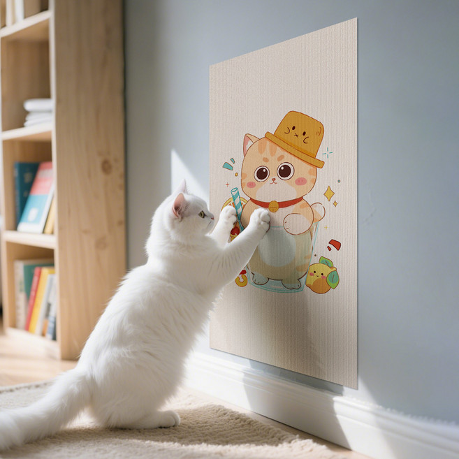 Jeernare 도톰한 부착식 고양이 스크래쳐 겸용 카페트 부착식, 1개, 간식 고양이