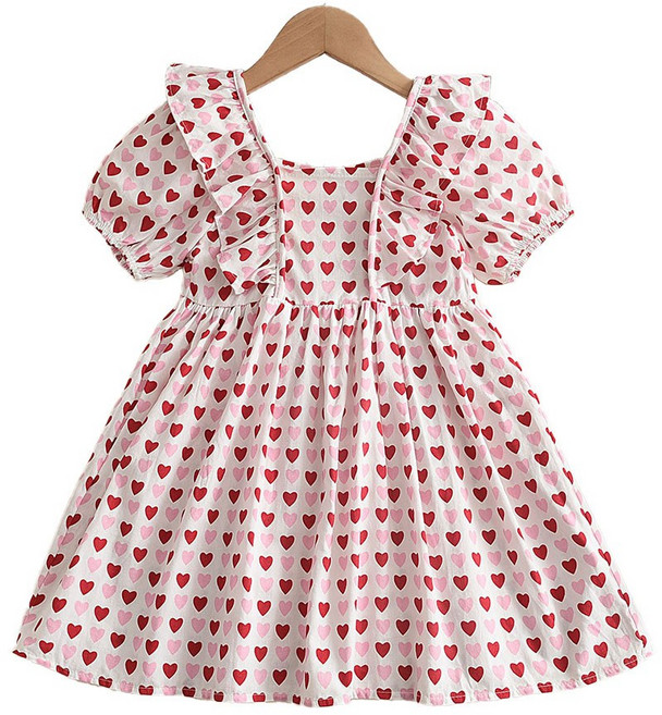 루비키즈 여아 유아 여름 하트 뿅뿅 반팔 원피스 C111