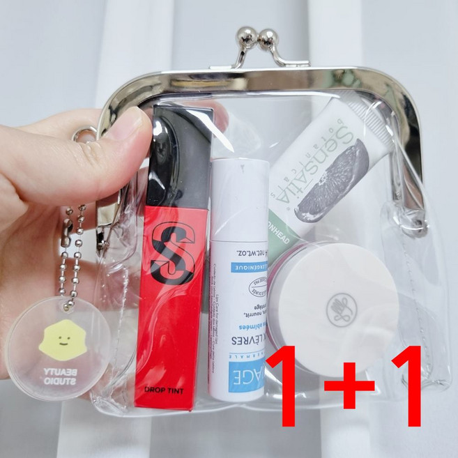1+1 최화정 투명지갑 키링 비닐 여행 파우치 립스틱 화장품 보관