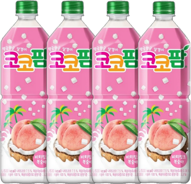 해태음료 코코팜 피치핑크 복숭아, 4개, 1L