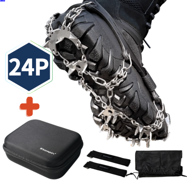 스톰핑 논슬립 강력 24P 등산 체인 아이젠 [하드케이스 포함]