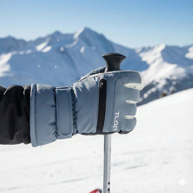 스마트터치 카드수납 방수 방한 스키 장갑, 1개, 블루