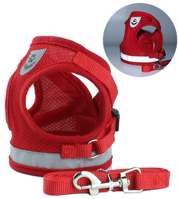 고양이 산책로프 조끼식 신축성 가슴끈 가정용 맥시 고양이 견인로프 조절 가능 고양이 끈 탈출 방지, L(14-20근 권장), 1개