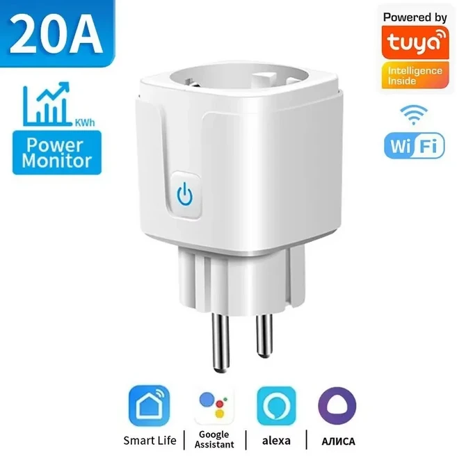 쿠쿠스토어 TNCE Tuya 스마트 플러그 WiFi/Zigbee3.0 소켓 EU 1A/20A 전원 모니터 타이밍 음성 제어 기능은, WIFI 20A