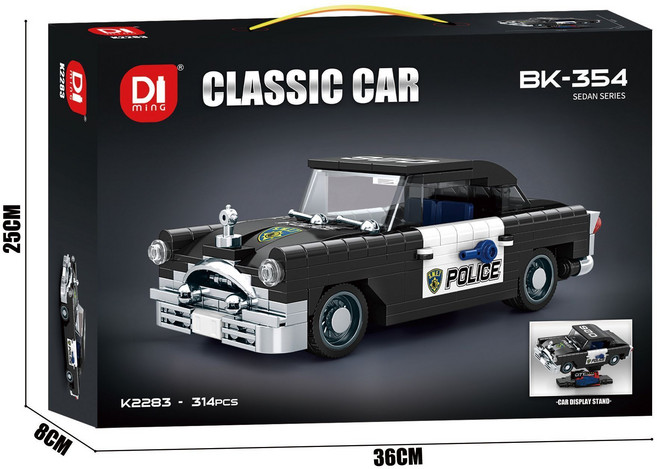 DI ming 經典復古跑車積木模型 益智拼裝玩具 收藏擺飾 306PCS, 1個, K2283
