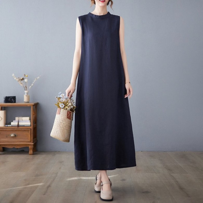 아이엠몽 여성 라운드 롱 슬리브리스 원피스