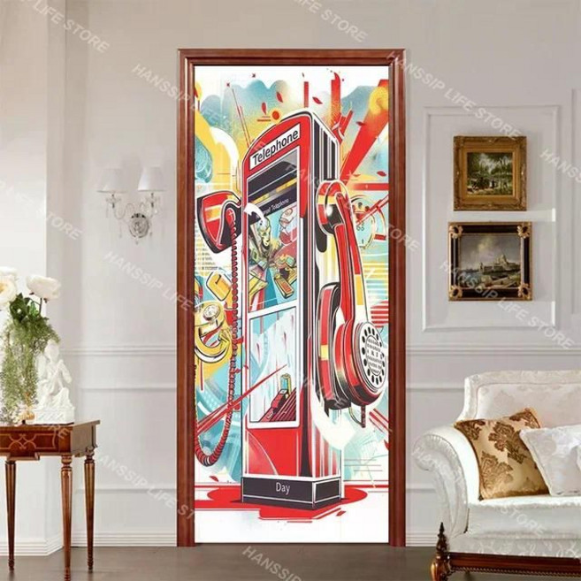 힙합 팝아트 현관문 방문 문짝 출입문 화장실문 도어 포인트 시트지 필름 레트로 유니크 화려, 40x120cm, 11