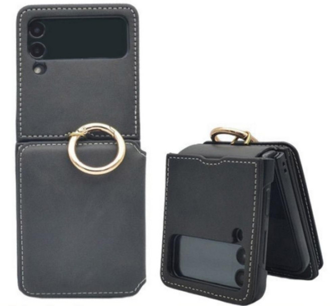 HOOT 버튼 가죽 수납 똑딱 케이스 플립 갤럭시Z 카드 골드링