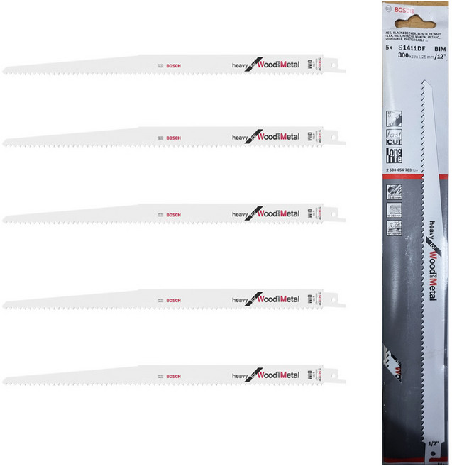 보쉬 컷소날 S1411DF 5개입 1세트 금속 메탈 철재 목재 겸용 300mm 컷쇼날 컷쏘