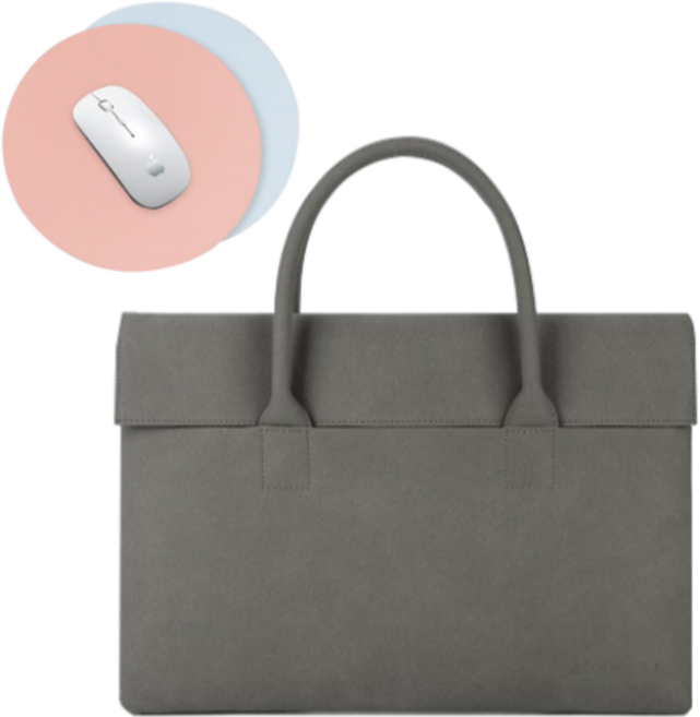 가죽마우스패드 + 루미에르 노트북 가방 맥북 파우치, 다크그레이, 1개