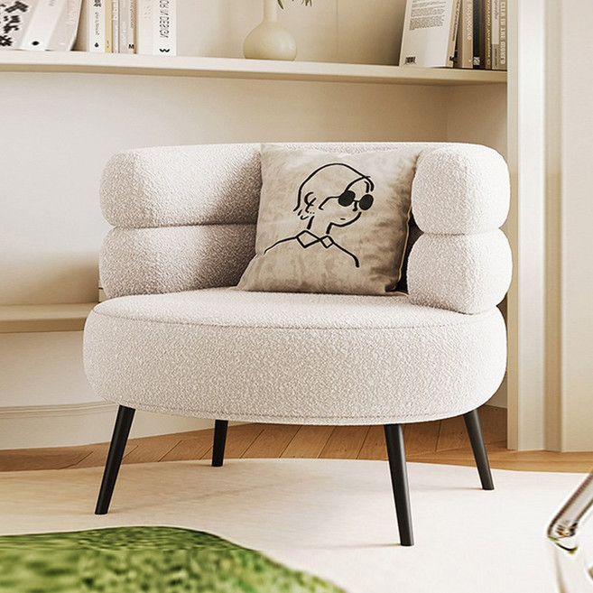 SeekFun 화장대 의자 거실 침실 카페 식당 편안한 쿠션 다용도 인테리어 체어, 아이보리, 1개