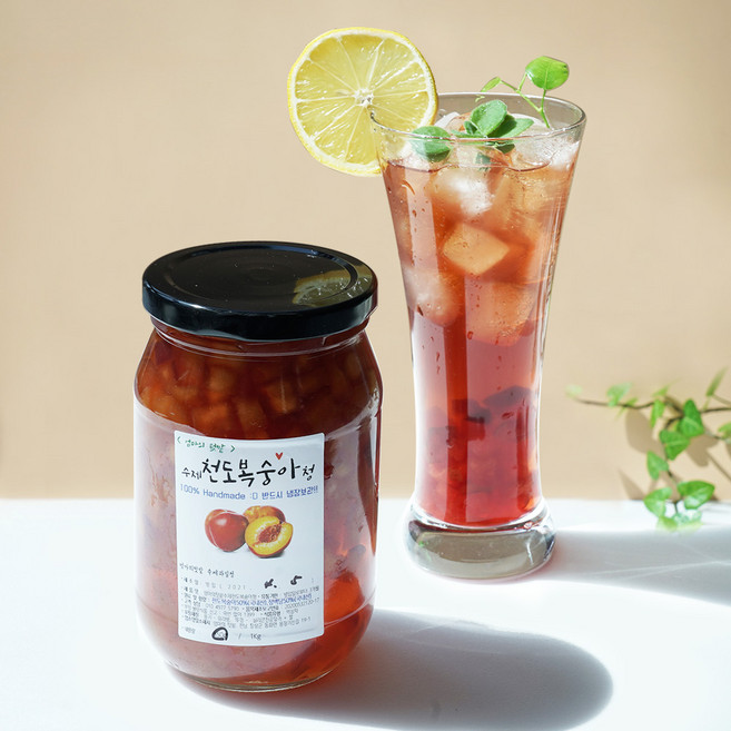 [천도복숭아청] 100% 수제과일청 550g 첨가물 ZERO 햇과일 과일카페 선물세트 답례품, 1개, 550ml