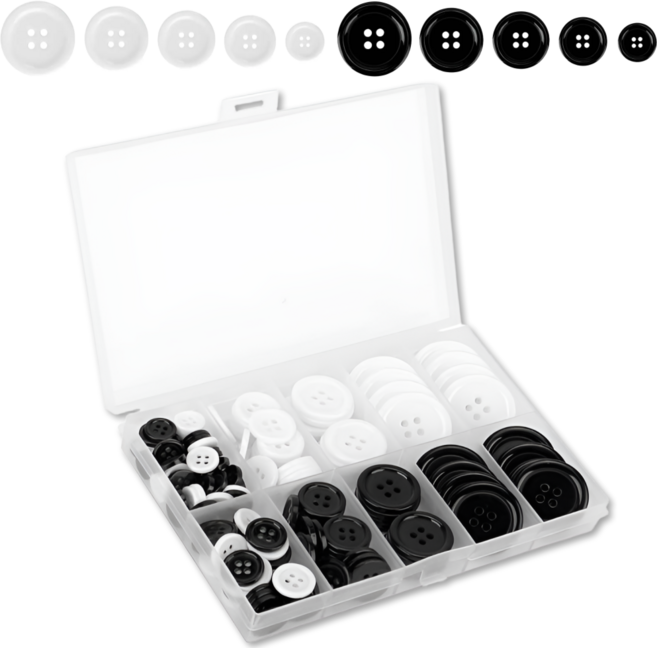 펴나나다 다용도 흑백 10종 단추 세트, 1세트