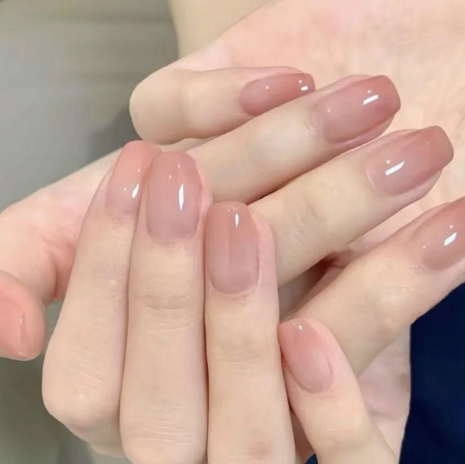 해피유통 여성 자연스러운 반투명 누드 컬러 네일팁, 1개, M, M