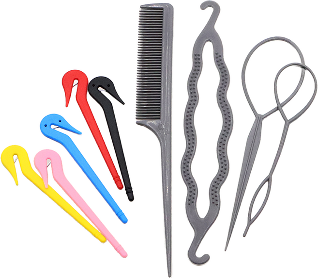 비단길 히라 헤어 스타일링도구 헤어가이드 4종 + 이지컷 고무줄칼 5종 세트, 1개, 차콜(헤어가이드)