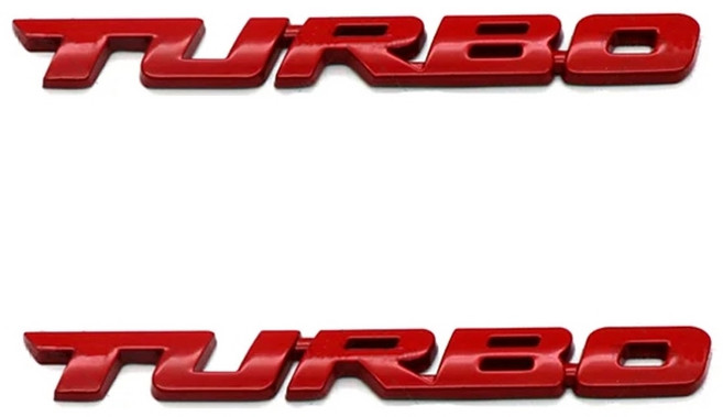 발통마켓 차량 메탈 포인트 터보 엠블럼, 2개, 레드