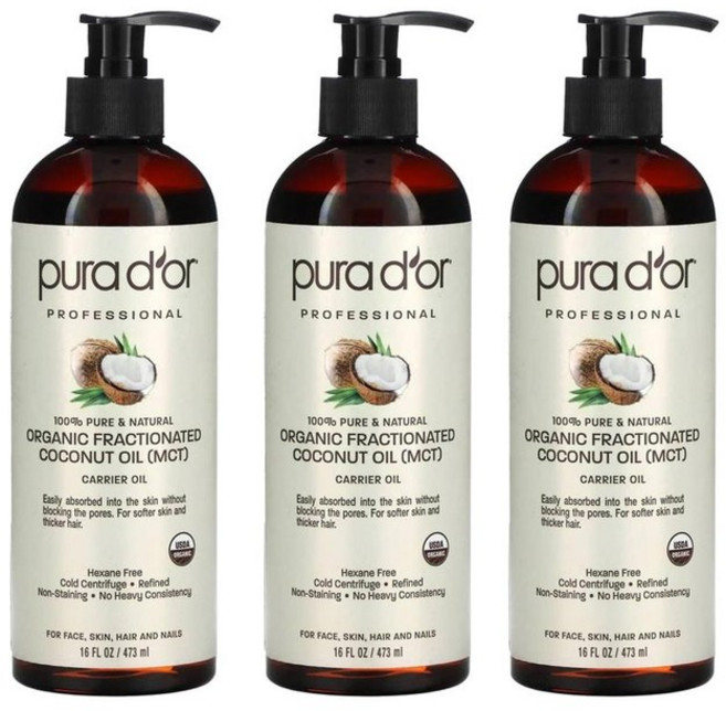 푸라도르 정제 분획 굳지않는 코코넛오일 MCT 캐리어오일 473ml x3병, 3개