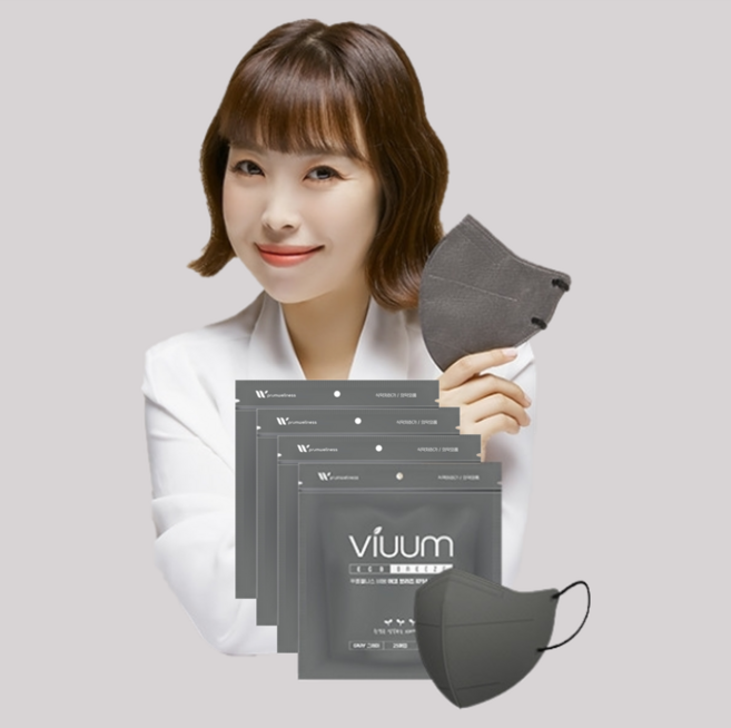 푸름웰니스 비움 에코브리즈 새부리형 마스크 대형 KF94, 25개입, 100매, 그레이