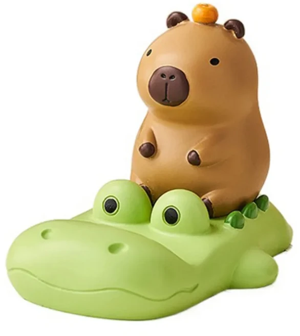 호환 악어 카피바라 폰 홀더 동물 피규어 책상 장식 모바일 스탠드 만화 모델 장난감, 03 style 3