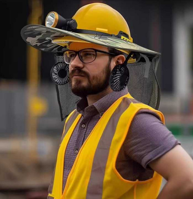 안전모선풍기 충전식 액세서리 자외선차단 건설현장 시공 하이바 산업, 1개, 8.633배터리(2개)+이중충전기(9-10h)