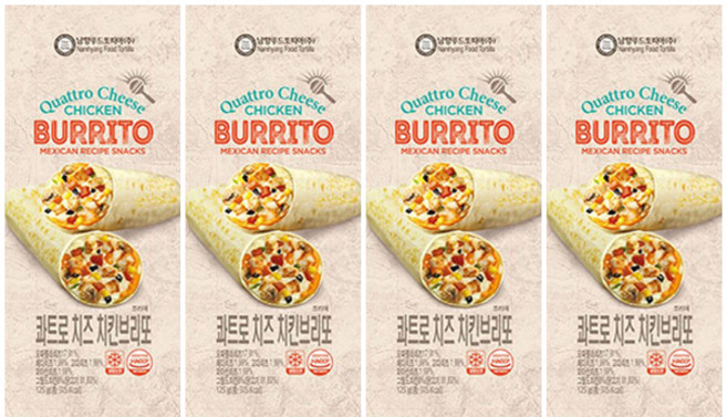 남향푸드 또띠아 브리또 콰트로치즈 치킨 125g x 4개