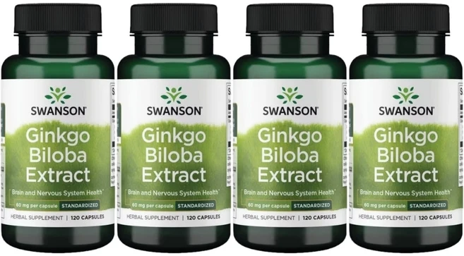 스완슨 은행나무잎 추출물 60mg, 4팩, 120정 - 쿠팡