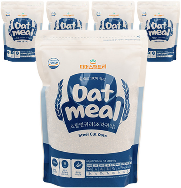 파머스팬트리 스틸컷 오트밀 자른 귀리 오트밀 죽, 1kg, 5개
