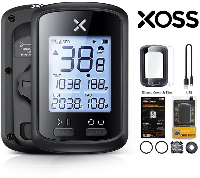 자전거속도계 네비게이션 XOSS G 플러스 + GPS 컴퓨터 무선 사이클링 방수 사이클 주행 거리계, 1)G PLUS Group A, 1세트