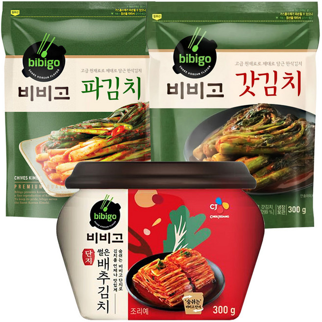 비비고 썰은배추김치300g+파김치300g+갓김치300g, 1개