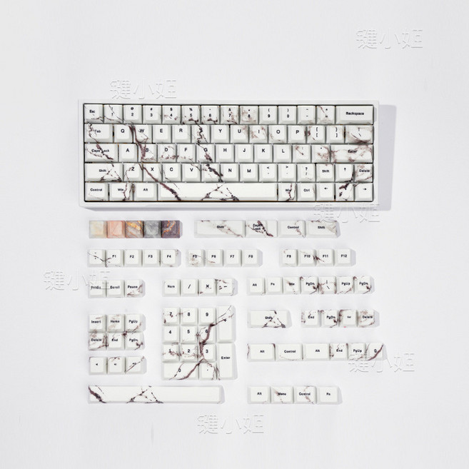蘆竹72H 大理石3.0 秋景鍵帽 130鍵 (盒裝) 原廠高透 PBT 熱昇華 高顏值鍵帽, 大理石3.0白