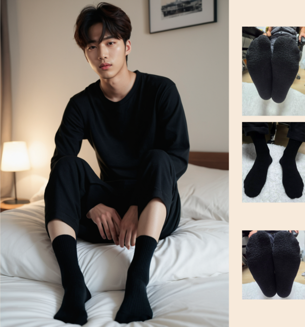 웜피트 남자 수면양말 무압박 국산 남성 보온 겨울 3개