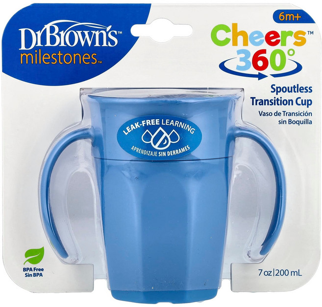 Dr Browns Milestones Cheers360 스파우트리스 트레이닝컵 블루 200ml(7oz) DBW-31251