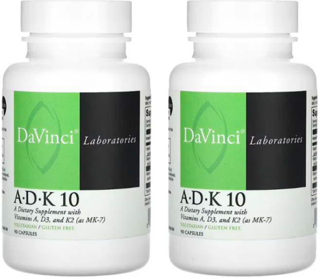 [1+1] 다빈치레보라토리스 A.D.K10 비타민A D3 K2 캡슐 90정 / 해외직구 미국정품, 2개