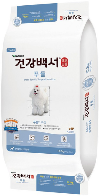 뉴트리나건강백서 강아지 기능성 사료, 푸들, 10.2kg, 1개