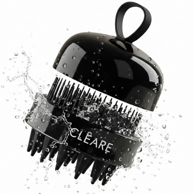 클레아레 듀얼 몽글폼 샴푸 브러쉬 두피 마사지기, 1개, 블랙